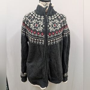 Women's Dark gray and White Patterned Sweater